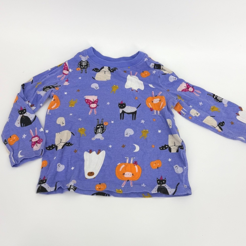 Old Navy Toddler Purple Halloween Animal Print Long Sleeve Top 18-24M